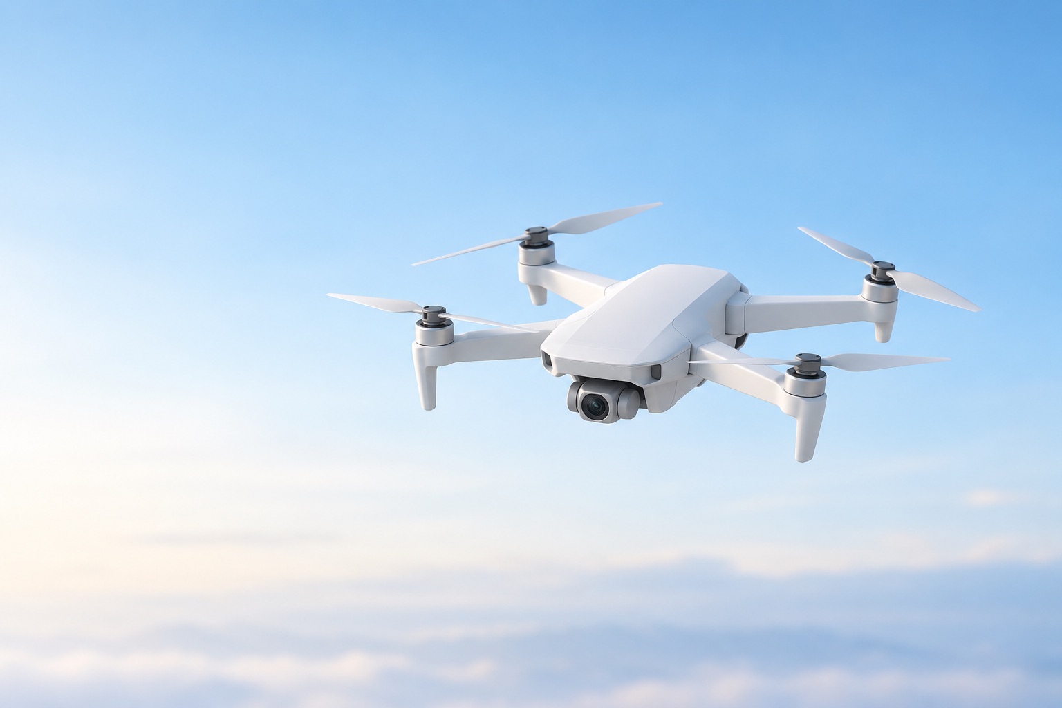 Minimal render of a white quadcopter