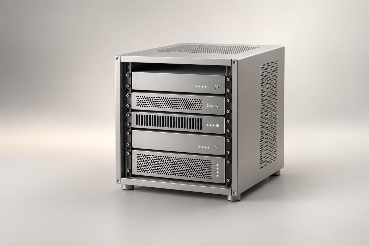 Minimal render of a small home server rack